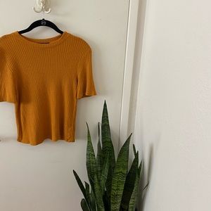 Mustard Yellow Textured Cropped T-Shirt